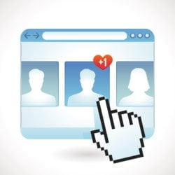 Vector social media concept - browser window and contact icons